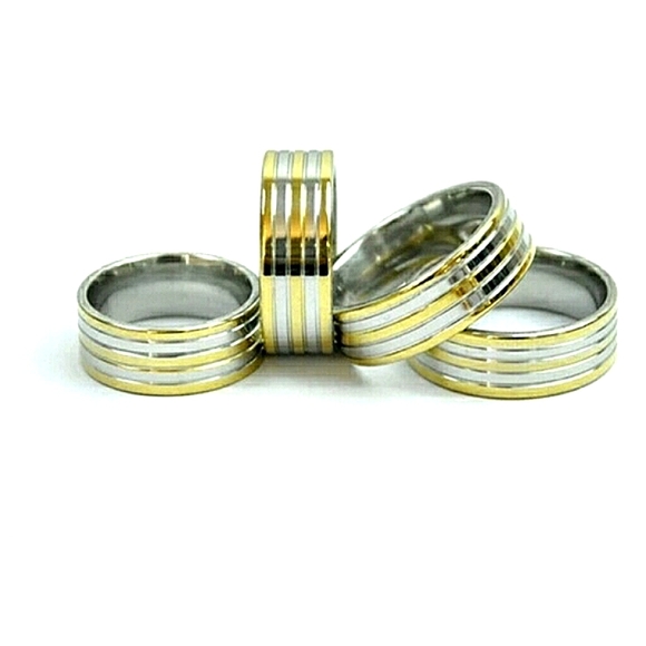 New Men's Stainless Steel Two - Tone Wedding Ring / Band - Picture 4 of 4